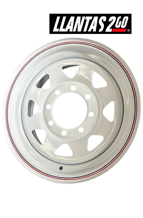 Rines 16X6 8-6.5  TDI-TRUCK WHEELS ST SINGLE ACERO LINEAS ROJA Y AZUL 8 VENTILAS SPOKE 16X6    Rango de Velocidad: ACERO    Indice de Carga: 8V SPOKE    Capas: 0    Medida: 16X6        SKU: 166TTWSTWHITERBS8S